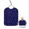 Adult Bibs for Elderly Women - Blue Snowflake Christmas Waterproof Dining Clothing Protectors with Crumb Catcher for Eating/Feeding, Xmas Yellow Winter Snowflake Terry Cloth Bib Machine Washable