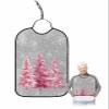 Adult Bibs for Elderly Women - Pink Christmas Tree Waterproof Dining Clothing Protectors with Crumb Catcher for Eating/Feeding, Xmas Tree Winter Snowflake Grey Terry Cloth Bib Machine Washable view 1