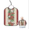 Adult Bibs for Elderly Women - Christmas Poinsettia Waterproof Dining Clothing Protectors with Crumb Catcher for Eating/Feeding, Red Pink Botanical Xmas Pine Cones Terry Cloth Bib Machine Washable view 1