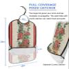 Adult Bibs for Elderly Women - Christmas Poinsettia Waterproof Dining Clothing Protectors with Crumb Catcher for Eating/Feeding, Red Pink Botanical Xmas Pine Cones Terry Cloth Bib Machine Washable view 2