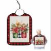Adult Bibs for Elderly Women - Christmas Poinsettia Waterproof Dining Clothing Protectors with Crumb Catcher for Eating/Feeding, Red Black Plaid Xmas Pine Cones Botanical Terry Cloth Bib Washable view 1