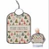 Adult Bibs for Elderly Women - Christmas Tree Waterproof Dining Clothing Protectors with Crumb Catcher for Eating/Feeding, Watercolor Xmas Tree Rustic Merry Christmas Terry Cloth Bib Machine Washable view 1