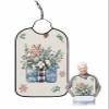 Adult Bibs for Elderly Women - Christmas Waterproof Dining Clothing Protectors with Crumb Catcher for Eating/Feeding, Xmas Poinsettia Berry Pine Cones Rustic Hello Winter Terry Cloth Bib Washable view 1