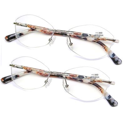 AQWANO Rimless Reading Glasses Women Fashion Designer Computer Blue Light Blocking UV400 Protect Classic Elegant Frameless Readers,2.5
