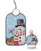 Adult Bibs for Elderly Women - Blue Christmas Waterproof Dining Clothing Protectors with Crumb Catcher for Eating/Feeding, Xmas Snowman Birds Berry Winter Snowflake Terry Cloth Bib Machine Washable view 1