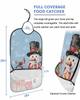 Adult Bibs for Elderly Women - Blue Christmas Waterproof Dining Clothing Protectors with Crumb Catcher for Eating/Feeding, Xmas Snowman Birds Berry Winter Snowflake Terry Cloth Bib Machine Washable view 2