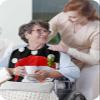 Adult Bibs for Elderly Women - Merry Christmas Waterproof Dining Clothing Protectors with Crumb Catcher for Eating/Feeding, Red Xmas Gnomes White Polka Dots Black Terry Cloth Bib Machine Washable view 3