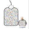 Adult Bibs for Elderly Women - Christmas Waterproof Dining Clothing Protectors with Crumb Catcher for Eating/Feeding, Colorful Lights Xmas Tree Winter Snowman Snowflake Terry Cloth Bib Washable view 1