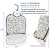Adult Bibs for Elderly Women - Christmas Waterproof Dining Clothing Protectors with Crumb Catcher for Eating/Feeding, Colorful Lights Xmas Tree Winter Snowman Snowflake Terry Cloth Bib Washable view 2