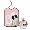 Kewadony Adult Bibs for Elderly Women - Pink Halloween Ghost Waterproof Dining Clothing Protectors with Crumb Catcher for Eating/Feeding, Watercolor White Ghost Pink Terry Cloth Bib Machine Washable view 1