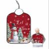 Kewadony Adult Bibs for Elderly Women - Red Christmas Snowman Waterproof Dining Clothing Protectors with Crumb Catcher for Eating/Feeding, Xmas Tree Winter Snowflake Terry Cloth Bib Machine Washable