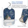 Adult Bibs for Elderly Women - Blue Snowman Christmas Waterproof Dining Clothing Protectors with Crumb Catcher for Eating/Feeding, Xmas Winter Snowflake Let Snow Terry Cloth Bib Machine Washable view 2