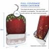 Adult Bibs for Elderly Women - Red Christmas Waterproof Dining Clothing Protectors with Crumb Catcher for Eating/Feeding, Xmas Botanical Balls Winter Snowflake Terry Cloth Bib Machine Washable view 2