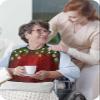 Adult Bibs for Elderly Women - Red Christmas Waterproof Dining Clothing Protectors with Crumb Catcher for Eating/Feeding, Xmas Botanical Balls Winter Snowflake Terry Cloth Bib Machine Washable view 3