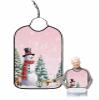 Kewadony Adult Bibs for Elderly Women - Pink Christmas Snowman Waterproof Dining Clothing Protectors with Crumb Catcher for Eating/Feeding, Xmas Tree Winter Snowflake Terry Cloth Bib Machine Washable view 1