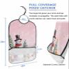 Kewadony Adult Bibs for Elderly Women - Pink Christmas Snowman Waterproof Dining Clothing Protectors with Crumb Catcher for Eating/Feeding, Xmas Tree Winter Snowflake Terry Cloth Bib Machine Washable view 2
