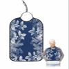 Adult Bibs for Elderly Women - Navy Blue Christmas Waterproof Dining Clothing Protectors with Crumb Catcher for Eating/Feeding, White Xmas Pine Needle Botanical Terry Cloth Bib Machine Washable view 1