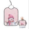 Kewadony Adult Bibs for Elderly Women - Pink Snowman Christmas Waterproof Dining Clothing Protectors with Crumb Catcher for Eating/Feeding, Xmas Winter Snowflake Terry Cloth Bib Machine Washable view 1