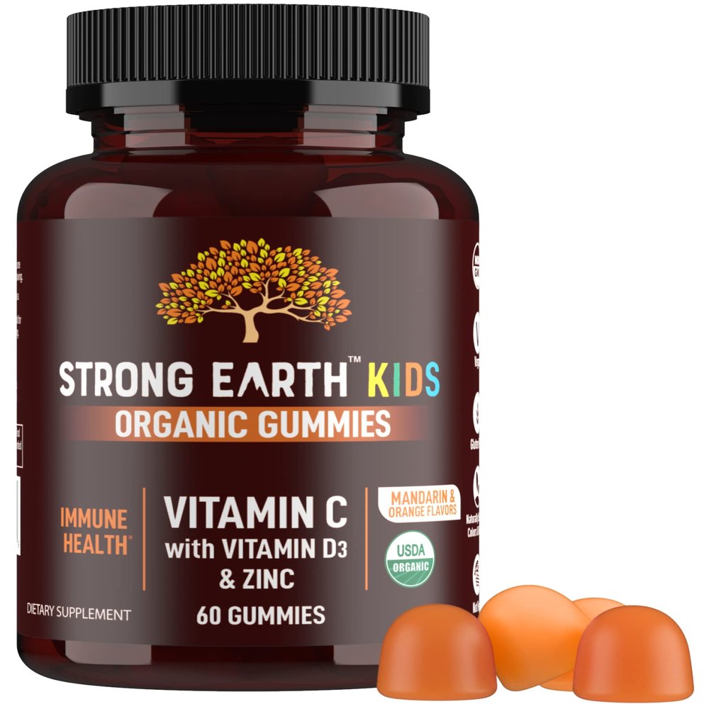 YUM-V'S Kids Strong Earth - Organic Immune Health Gummies with Vitamin C, Vitamin D3 Plus Zinc - Immune System Boost Zinc, Vitamin C, Vitamin D Gummies - Gummy Multivitamin (60 Count)
