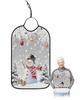 Adult Bibs for Elderly Women - Grey Snowman Christmas Waterproof Dining Clothing Protectors with Crumb Catcher for Eating/Feeding, Xmas Tree Balls Winter Snowflake Terry Cloth Bib Machine Washable view 1