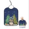 Adult Bibs for Elderly Women - Navy Blue Christmas Penguins Waterproof Dining Clothing Protectors with Crumb Catcher for Eating/Feeding, Xmas Winter Snowflake Terry Cloth Bib Machine Washable view 1