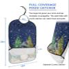 Adult Bibs for Elderly Women - Navy Blue Christmas Penguins Waterproof Dining Clothing Protectors with Crumb Catcher for Eating/Feeding, Xmas Winter Snowflake Terry Cloth Bib Machine Washable view 2