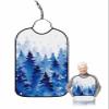 Adult Bibs for Elderly Women - Blue Christmas Tree Waterproof Dining Clothing Protectors with Crumb Catcher for Eating/Feeding, Xmas Tree Forest Grey Winter Snowflake Terry Cloth Bib Machine Washable view 1