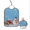 Adult Bibs for Elderly Women - Blue Snowman Christmas Waterproof Dining Clothing Protectors with Crumb Catcher for Eating/Feeding, Winter Xmas Tree Truck Snowflake Terry Cloth Bib Machine Washable view 1