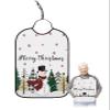 Adult Bibs for Elderly Women - Merry Christmas Waterproof Dining Clothing Protectors with Crumb Catcher for Eating/Feeding, Winter Snowman Xmas Tree Snowflake Terry Cloth Bib Machine Washable view 1