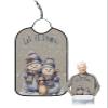 Adult Bibs for Elderly Women - Christmas Snowman Waterproof Dining Clothing Protectors with Crumb Catcher for Eating/Feeding, Winter Snowflake Grey Rustic Burlap Terry Cloth Bib Machine Washable view 1