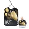 Kewadony Adult Bibs for Elderly Women - Happy New Year Waterproof Dining Clothing Protectors with Crumb Catcher for Eating/Feeding, Yellow Champagne Balloon Ribbon Terry Cloth Bib Machine Washable view 1