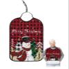Adult Bibs for Elderly Women - Christmas Waterproof Dining Clothing Protectors with Crumb Catcher for Eating/Feeding, Winter Snowflake Snowman Xmas Tree Red Black Plaid Terry Cloth Bib Washable view 1