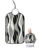 Adult Bibs for Elderly Women - Teal Black Grey Waterproof Dining Clothing Protectors with Crumb Catcher for Eating/Feeding, Modern Moire Geometric Abstract Art Terry Cloth Bib Machine Washable view 1