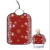 Adult Bibs for Elderly Women - Red Christmas Balls Waterproof Dining Clothing Protectors with Crumb Catcher for Eating/Feeding, Xmas Poinsettia Yellow Snowflake Terry Cloth Bib Machine Washable view 1