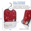 Adult Bibs for Elderly Women - Red Snowman Christmas Waterproof Dining Clothing Protectors with Crumb Catcher for Eating/Feeding, Xmas Tree Truck Winter Snowflake Terry Cloth Bib Machine Washable view 2