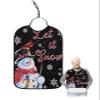 Adult Bibs for Elderly Women - Black Snowman Christmas Waterproof Dining Clothing Protectors with Crumb Catcher for Eating/Feeding, Xmas Birds Winter Snowflake Terry Cloth Bib Machine Washable view 1