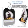 Adult Bibs for Elderly Women - Halloween Waterproof Dining Clothing Protectors with Crumb Catcher for Eating/Feeding, Horror Black Cat Orange Pumpkin Moon Night Terry Cloth Bib Machine Washable view 2