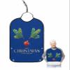 Adult Bibs for Elderly Women - Blue Christmas Waterproof Dining Clothing Protectors with Crumb Catcher for Eating/Feeding, Xmas Pine Needles Red Christmas Balls Terry Cloth Bib Machine Washable view 1