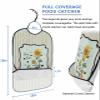 Adult Bibs for Elderly Women - Sunflower Waterproof Dining Clothing Protectors with Crumb Catcher for Eating/Feeding, Summer Bee Flower Botanical Green Yellow Plaid Terry Cloth Bib Machine Washable view 2