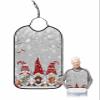 Adult Bibs for Elderly Women - Grey Gnomes Christmas Waterproof Dining Clothing Protectors with Crumb Catcher for Eating/Feeding, Xmas Tree Winter Snowflake Gray Terry Cloth Bib Machine Washable view 1