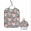 Adult Bibs for Elderly Women - Grey Santa Christmas Waterproof Dining Clothing Protectors with Crumb Catcher for Eating/Feeding, Gray Xmas Tree Winter Snowflake Terry Cloth Bib Machine Washable view 1