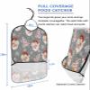 Adult Bibs for Elderly Women - Grey Santa Christmas Waterproof Dining Clothing Protectors with Crumb Catcher for Eating/Feeding, Gray Xmas Tree Winter Snowflake Terry Cloth Bib Machine Washable view 2