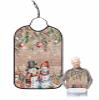 Adult Bibs for Elderly Women - Christmas Snowman Waterproof Dining Clothing Protectors with Crumb Catcher for Eating/Feeding, Xmas Balls Gifts Poinsettia Botanical Retro Terry Cloth Bib Washable view 1