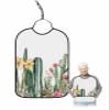 Kewadony Adult Bibs for Elderly Women - Cactus Waterproof Dining Clothing Protectors with Crumb Catcher for Eating/Feeding, Summer Tropical Pastoral Botanical Flowers Terry Cloth Bib Machine Washable view 1