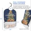 Adult Bibs for Elderly Women - Blue Squirrels Christmas Waterproof Dining Clothing Protectors with Crumb Catcher for Eating/Feeding, Winter Snowflake Xmas Tree Terry Cloth Bib Machine Washable view 2