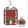 Adult Bibs for Elderly Women - Christmas Waterproof Dining Clothing Protectors with Crumb Catcher for Eating/Feeding, Red Green Plaid Xmas Berry Pine Cones Botanical Terry Cloth Bib Machine Washable view 1