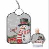 Adult Bibs for Elderly Women - Grey Christmas Waterproof Dining Clothing Protectors with Crumb Catcher for Eating/Feeding, Xmas Snowman Birds Berry Winter Snowflake Terry Cloth Bib Machine Washable view 1