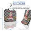 Adult Bibs for Elderly Women - Christmas Waterproof Dining Clothing Protectors with Crumb Catcher for Eating/Feeding, Xmas Santa with Gifts Black Plaid Xmas Berry Birds Terry Cloth Bib Washable view 2