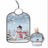 Kewadony Adult Bibs for Elderly Women - Blue Snowman Christmas Waterproof Dining Clothing Protectors with Crumb Catcher for Eating/Feeding, Xmas Tree Birds Snowflake Terry Cloth Bib Machine Washable view 1