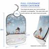 Kewadony Adult Bibs for Elderly Women - Blue Snowman Christmas Waterproof Dining Clothing Protectors with Crumb Catcher for Eating/Feeding, Xmas Tree Birds Snowflake Terry Cloth Bib Machine Washable view 2